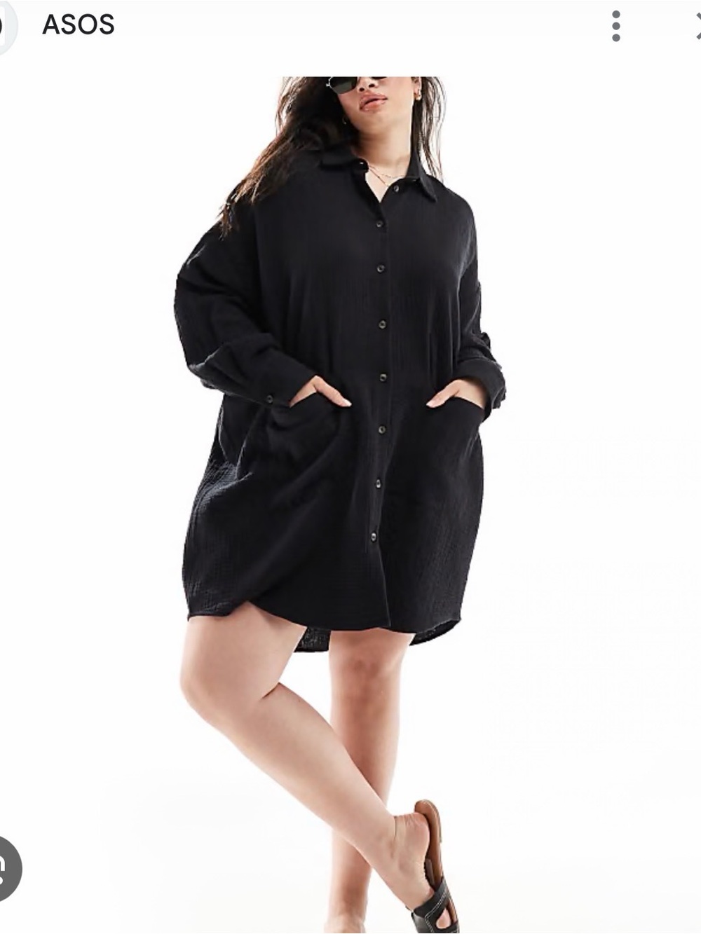 ASOS Oversized Black Shirt Dress with Patch Pockets